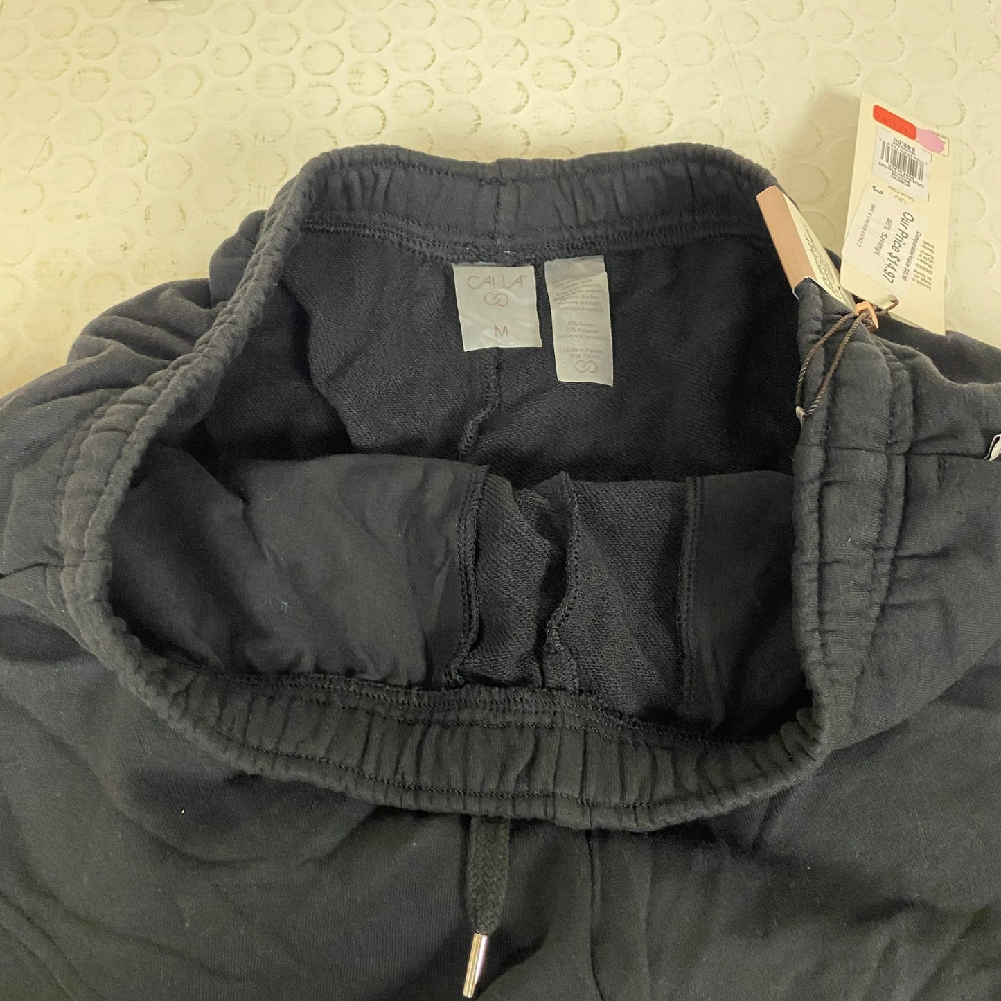 CALIA Womenâs French Terry High Rise Sweatshort Pure Black WAX12384