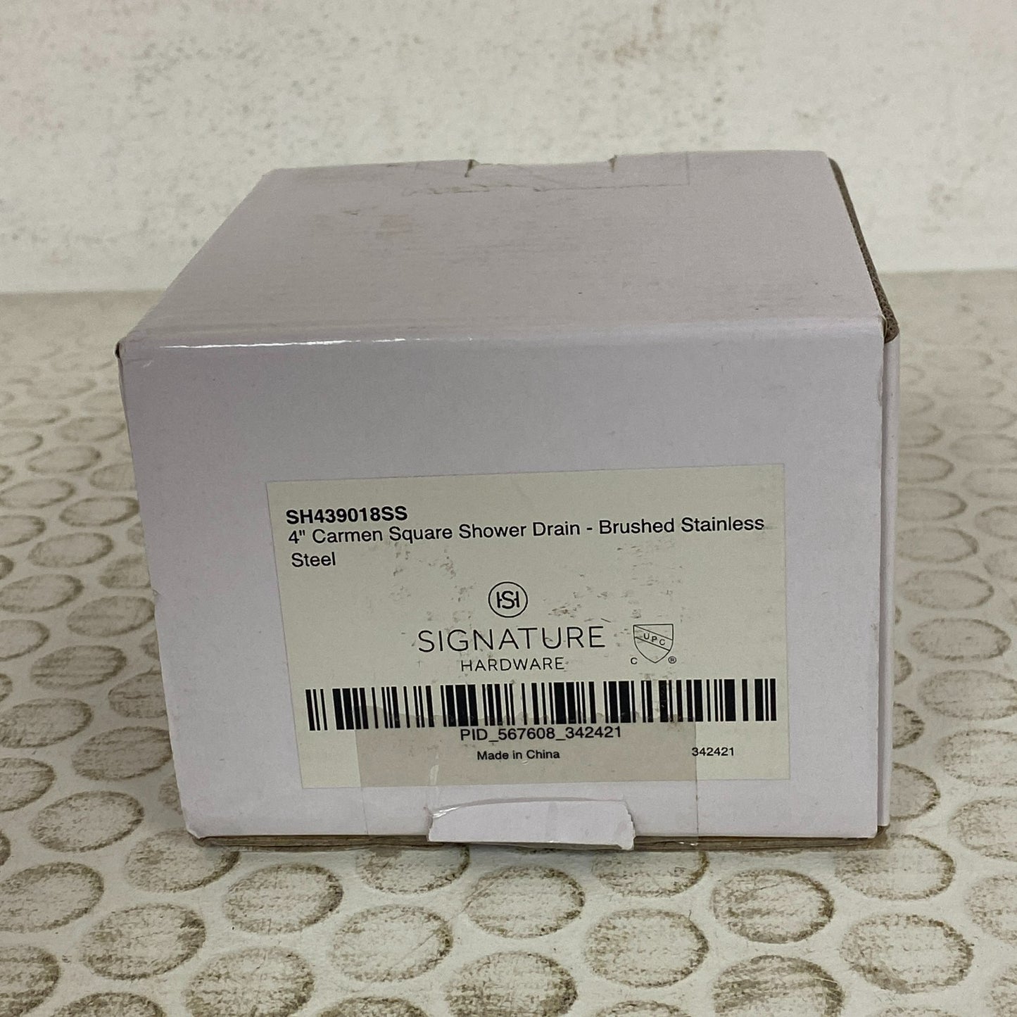 Signature Hardware Carmen 4″ Square Shower Drain Brushed Stainless Steel