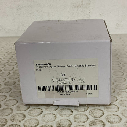 Signature Hardware Carmen 4″ Square Shower Drain Brushed Stainless Steel
