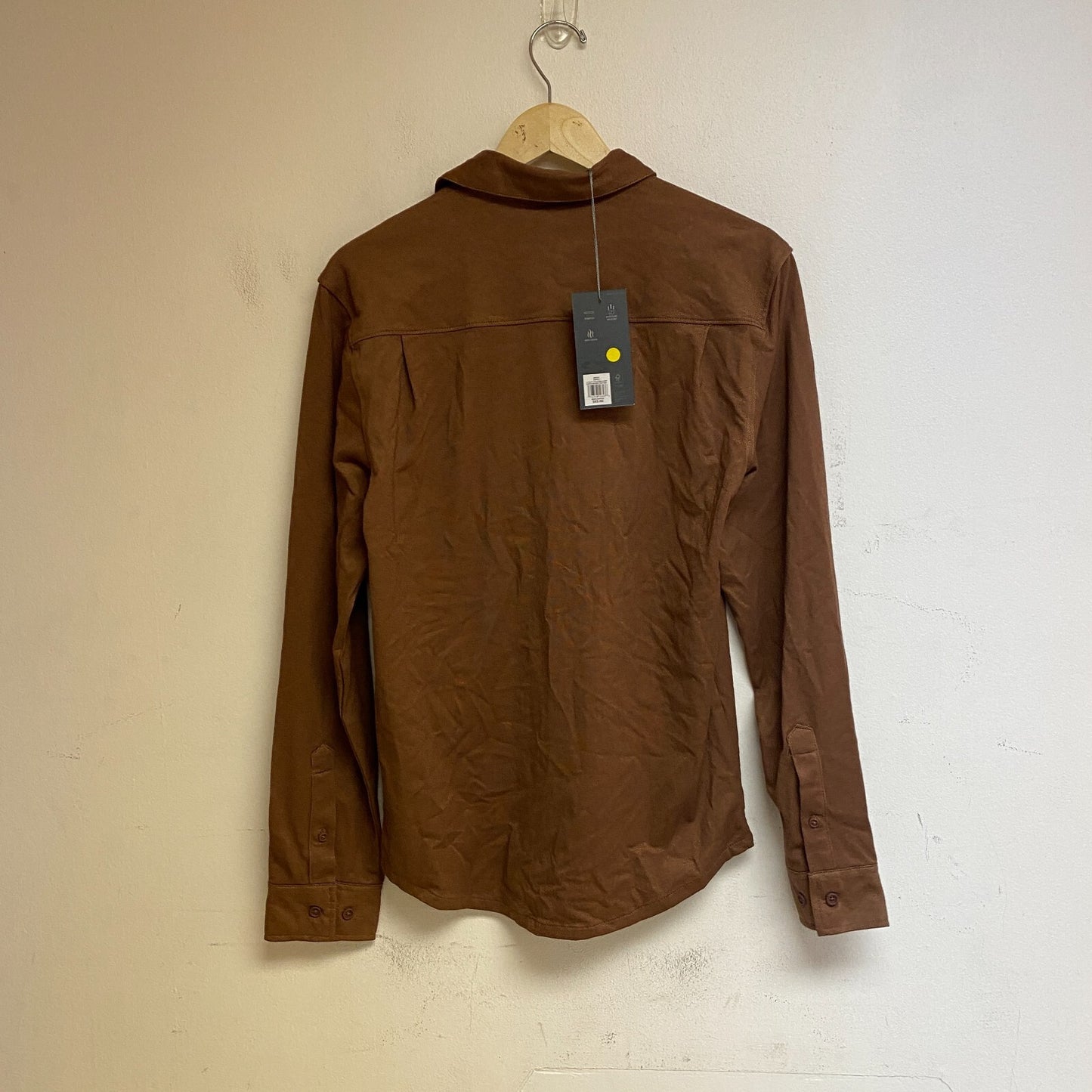 VRST Men's Long Sleeve Button Down Collared Shirt Earth Brown Heather MAX200332