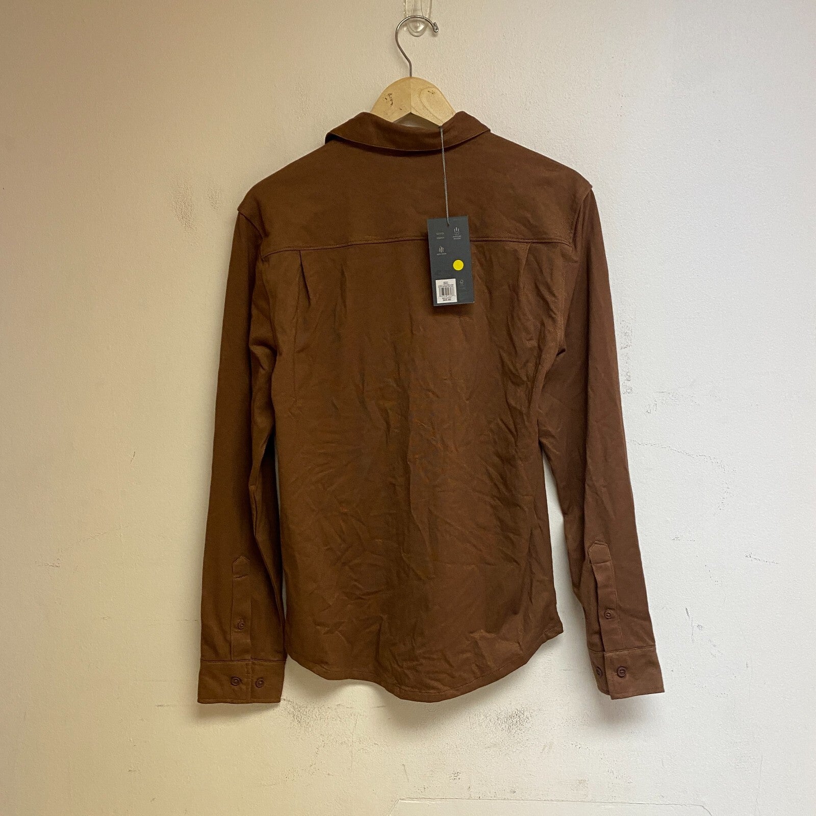 VRST Men's Long Sleeve Button Down Collared Shirt Earth Brown Heather MAX200332