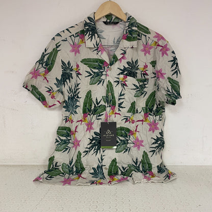 Alpine Design Menâs Woven Shirt Painted Jungle Print ADM13301 NWT New