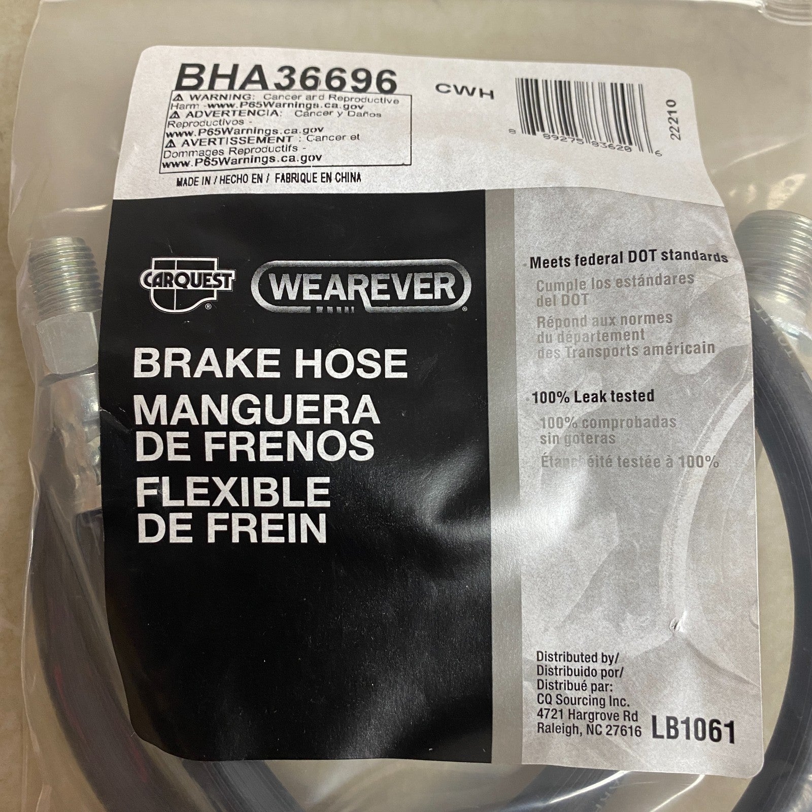 Carquest Wearever Brake Hose Assembly Black BHA36696