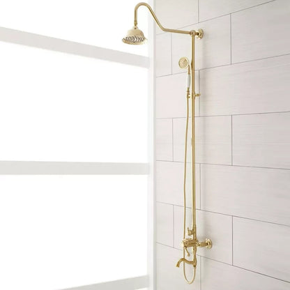 Signature Hardware Dolwick Exposed Pipe Shower and Tub Faucet - Polished Brass