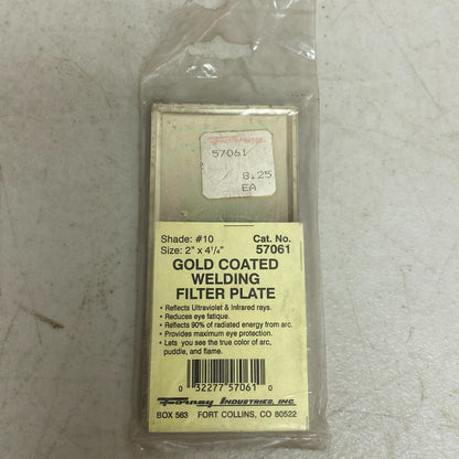 Forney 57061 Gold-Coated Shade 10 Welding Lens 2"x4-1/4" Glass Filter Plate