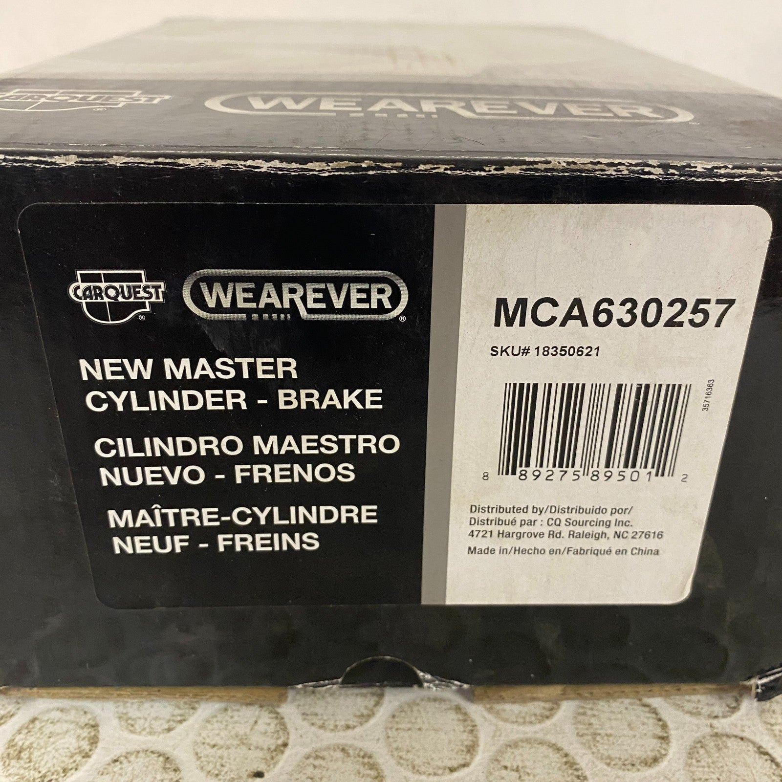 Carquest Wearever Brake Master Cylinder 1.062″ Bore Aluminum Model MCA630257