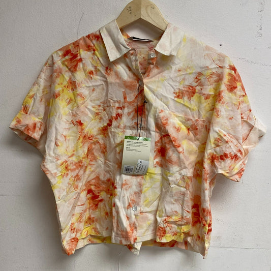 Alpine Design Womens W Ad SS Woven Button Down Soft Peach/ Floral ADW13202