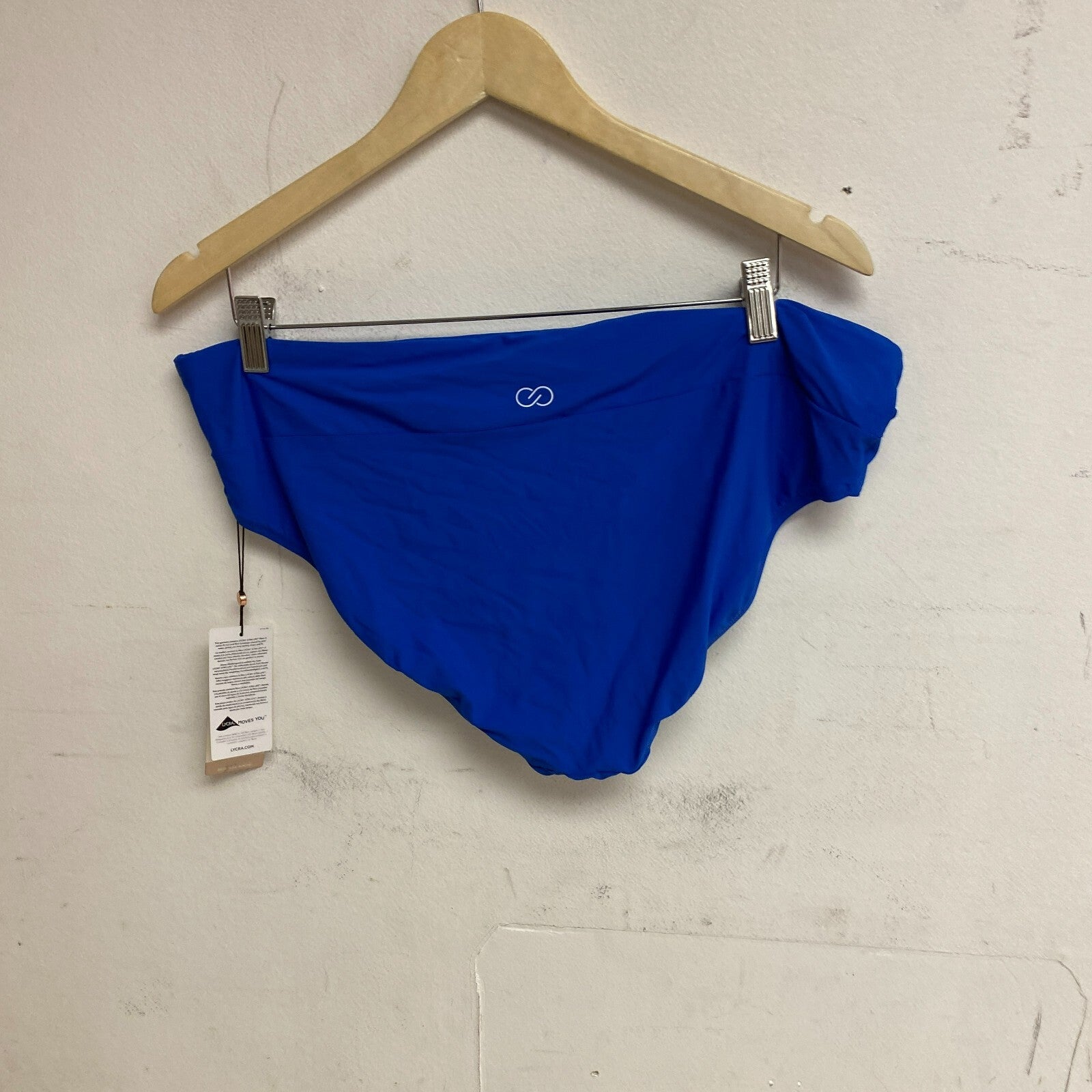 Calia Mid Rise Wide Band Swim Bottoms Bright Blue Solid WSA20406