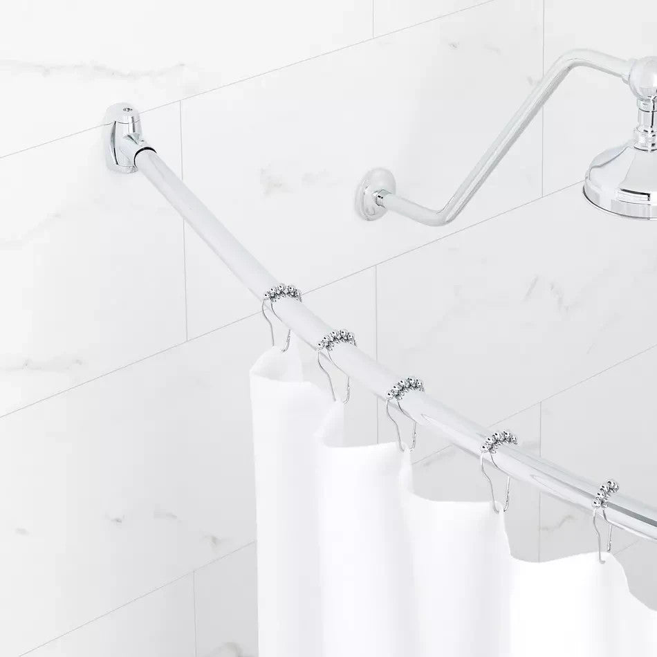 Signature Hardware 60" Curved Shower Rod Chrome Brass Wall Mount Bath 466760
