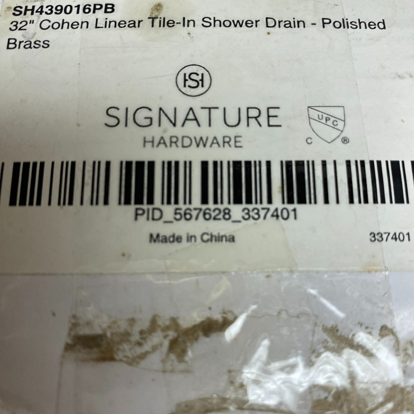 Signature Hardware 32" Cohen Linear Tile-In Shower Drain - Polished Brass