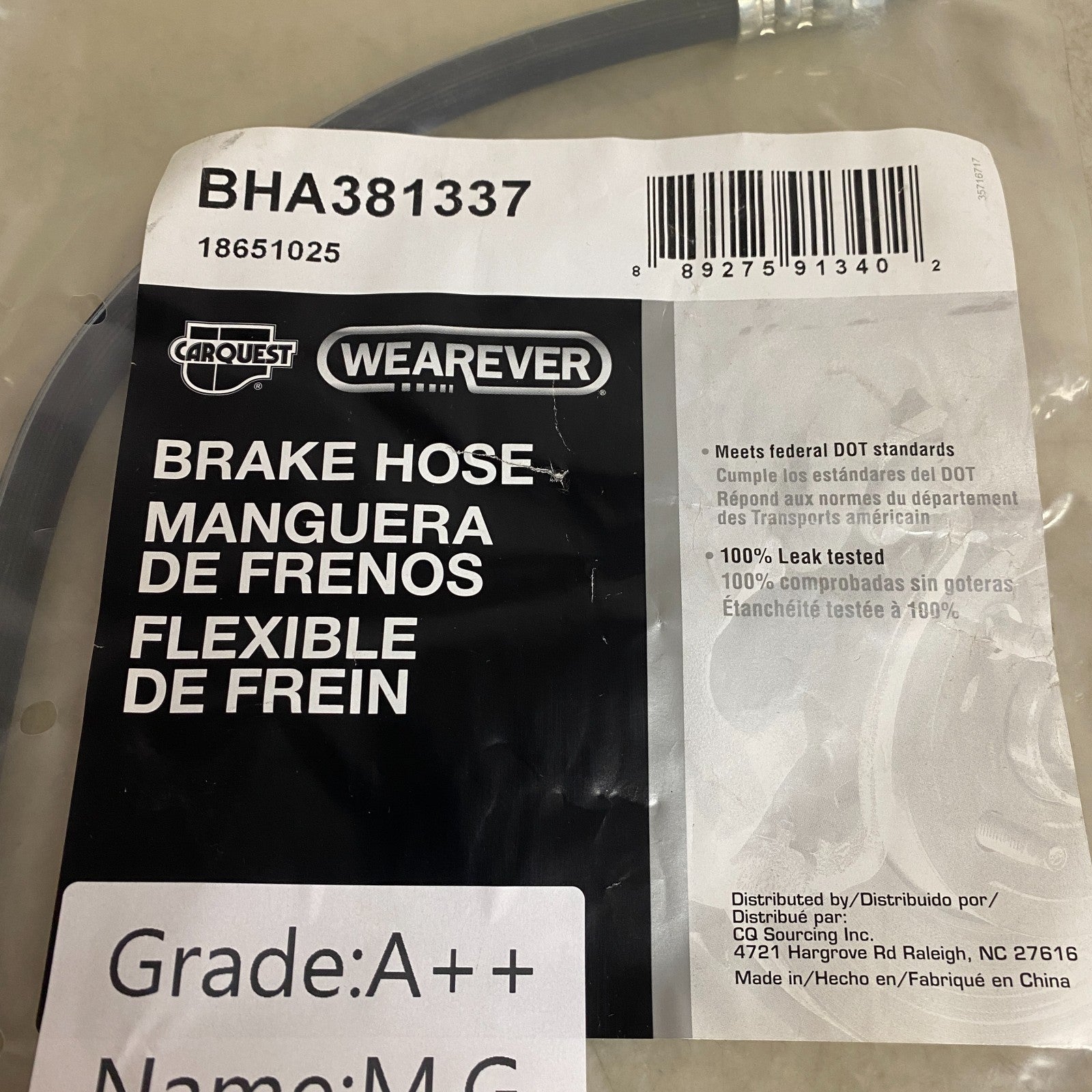 Carquest Brake Hose Assembly Rear for 1995–2002 Kia Sportage BHA381337