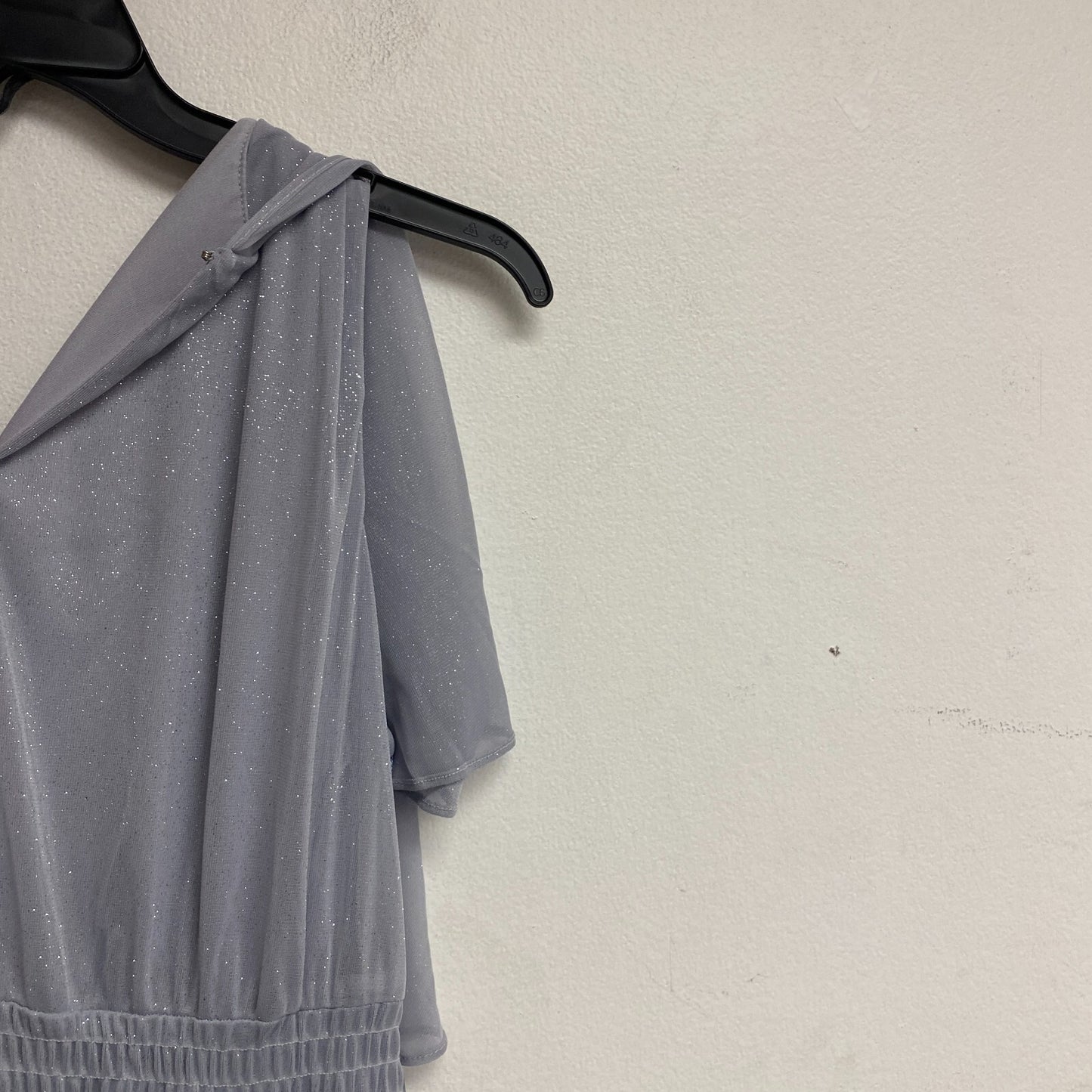 Danny & Nicole Women Short Sleeve Fit+Flare Tiered Maxi Dress Sz 14 Color Silver