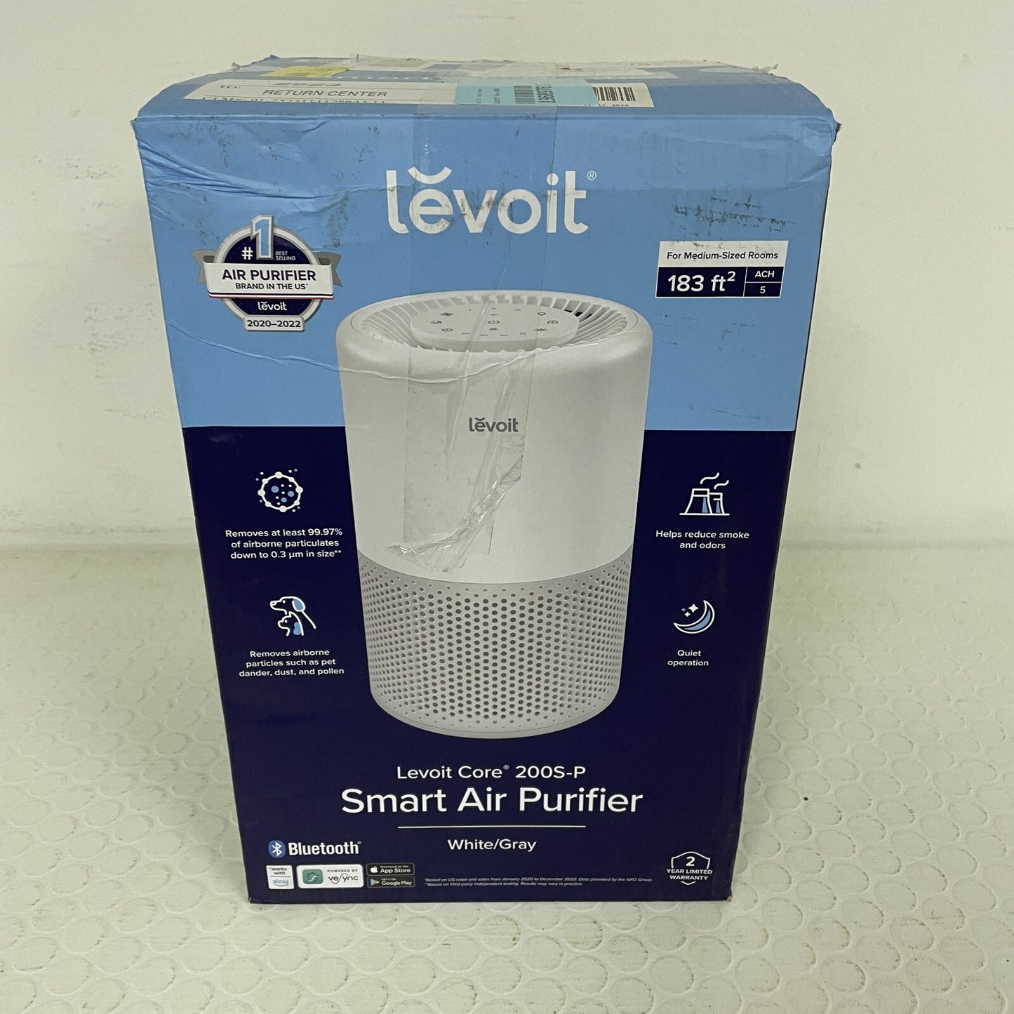 Levoit Core 200S Smart HEPA Air Purifier Wi‑Fi Alexa Grey/White