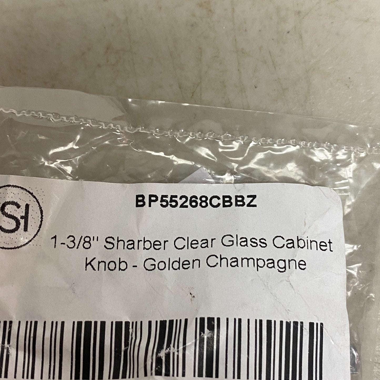 Signature Hardware 1‑3/8″ Sharber Clear Glass Cabinet Knob Golden Champagne