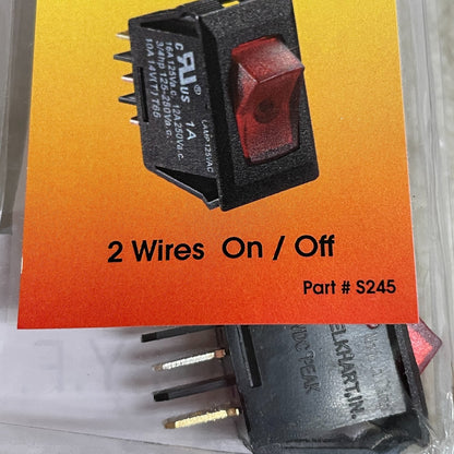 RV Designer S245 Rocker Switch Illuminated Red SPST On Off 125V .550x1.125 RV