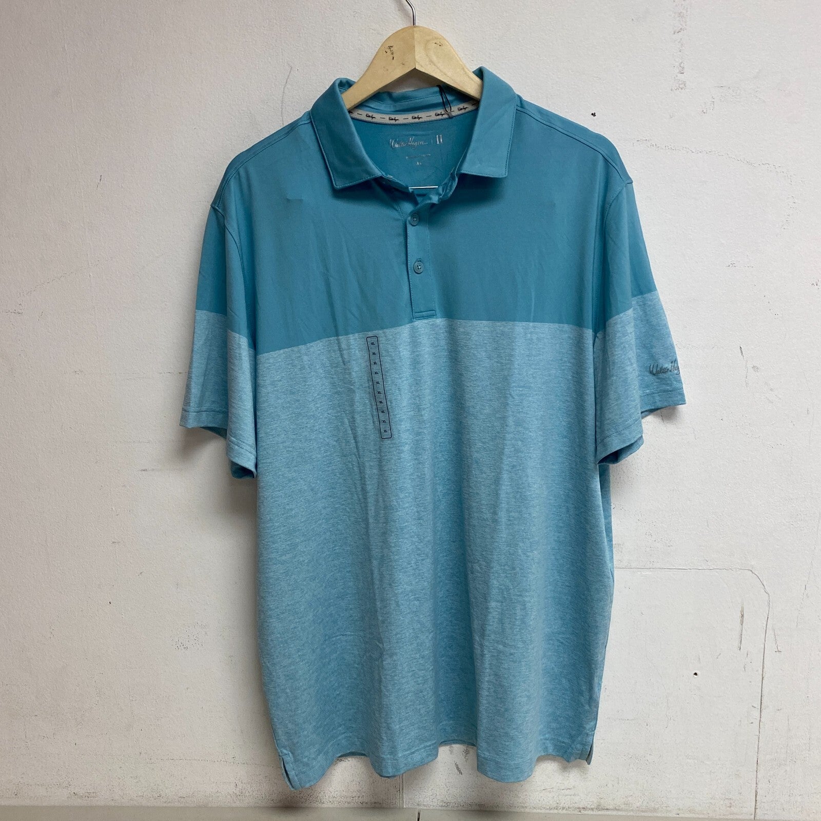 Walter Hagen Men's Perfect 11 Colorblock Polo Tee Warm Blue/Warm Blue Heather