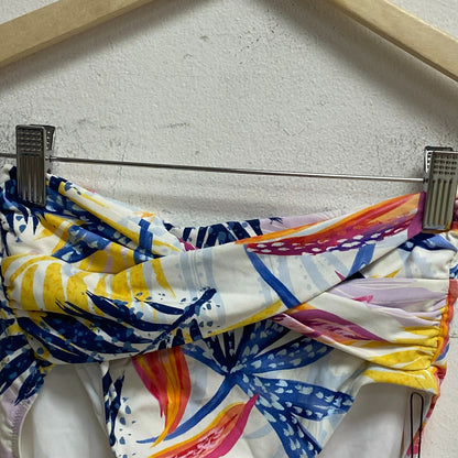 Calia Womens HR Twist Front Bottom bikini Watercolor Palms Multi  WSA22401PRT