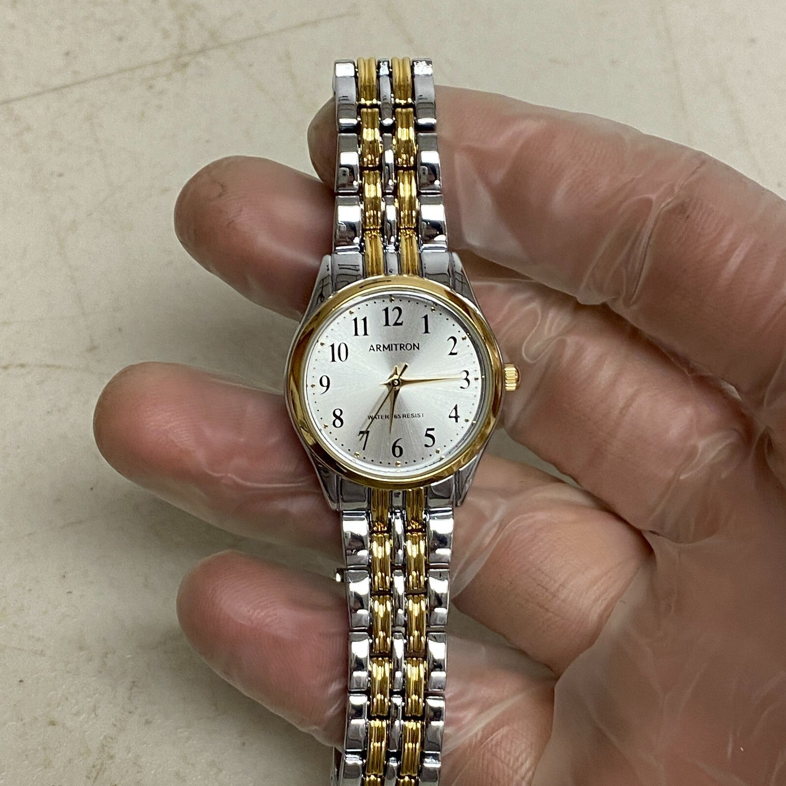 Armitron Women Easy to Read Dial Bracelet Watch Gold/Silver Band 75/5304TB