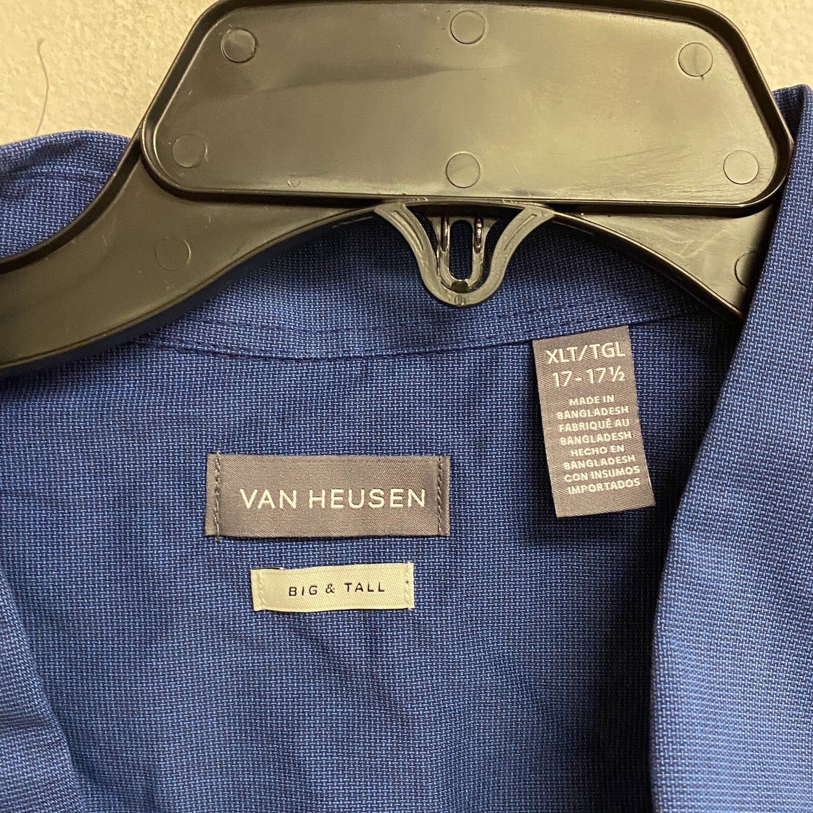 Van Heusen Big And Tall Long Sleeve Button Up Collared Shirt Size XLT Color Blue