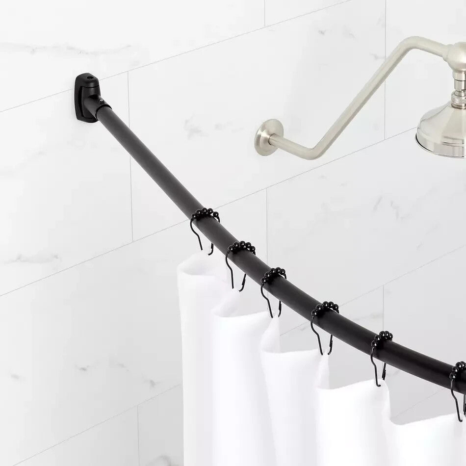 Signature Hardware 60" Curved Solid Brass Shower Rod - Matte Black