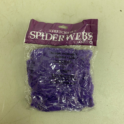 Stretchable Spider Web Decoration Purple w/ Black Spider Accents