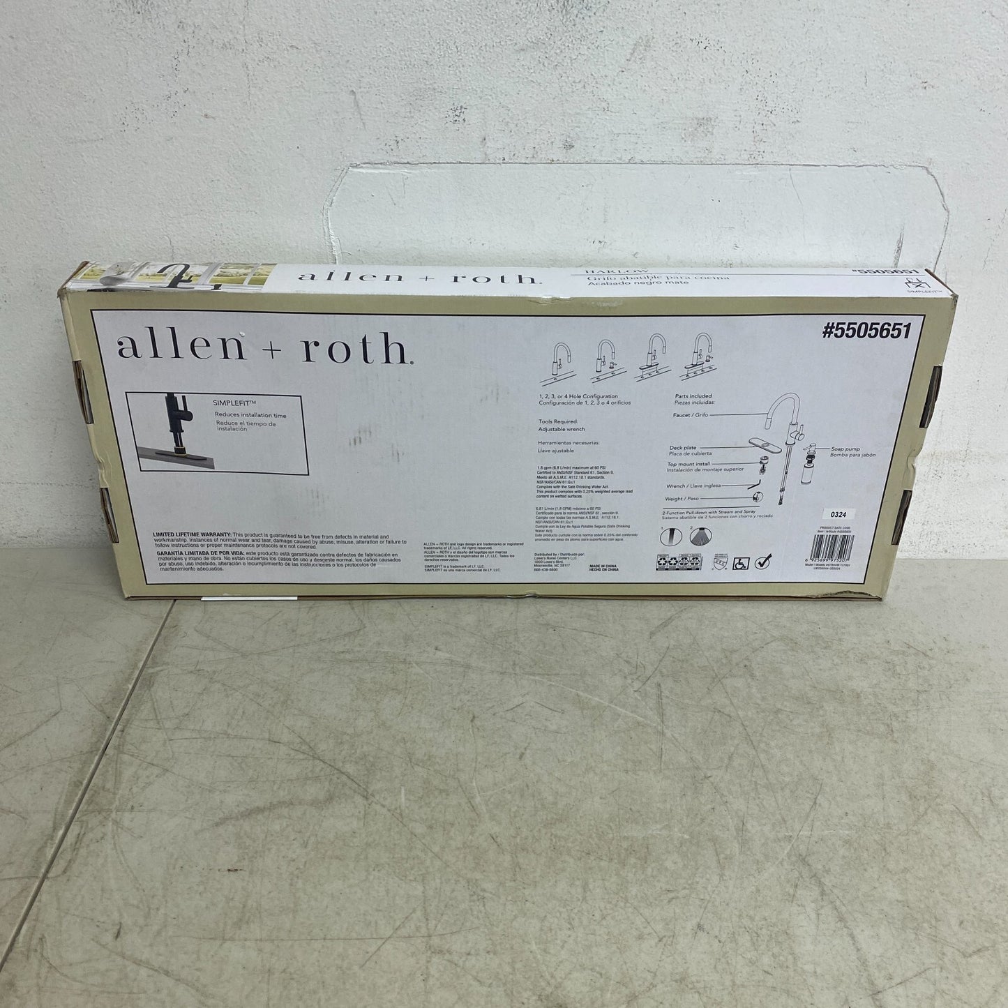 allen+roth Harlow Matte Black Single Handle Deck-mount Handle Commercial 5505651