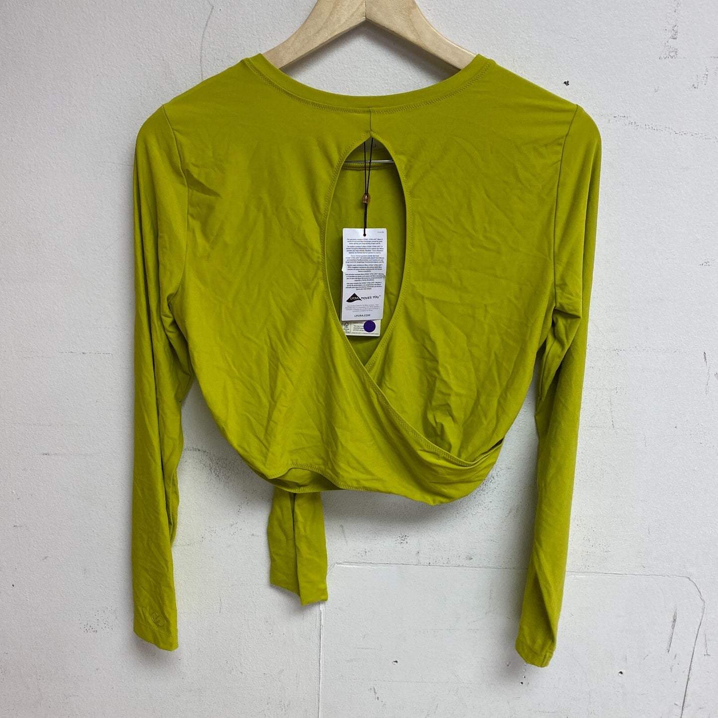 Calia Women's Swim Collection Cropped Front Tied Rash Guard Kiwi Green WSA22804