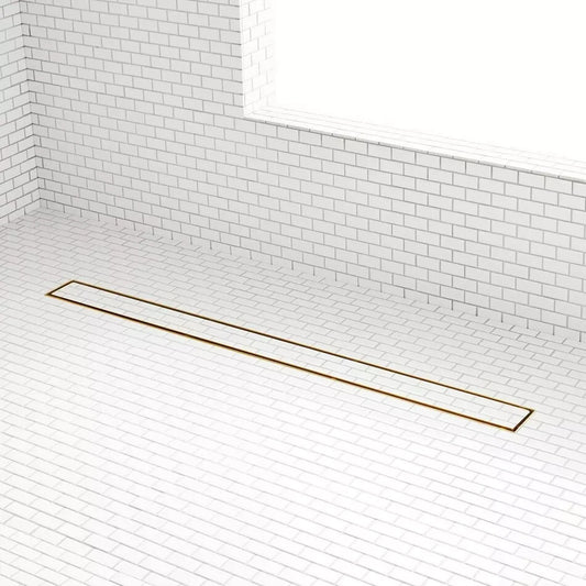 Signature Hardware 32" Cohen Linear Tile-In Shower Drain - Polished Brass
