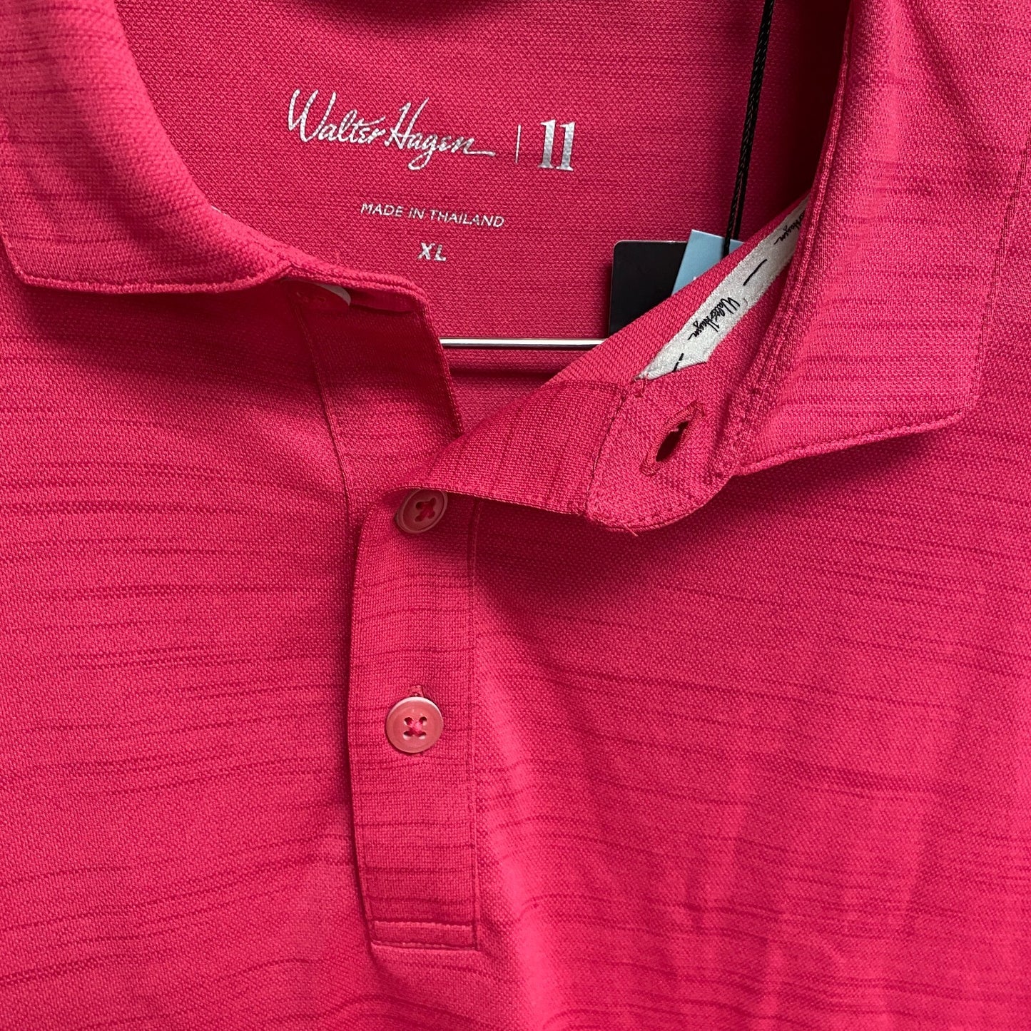 Walter Hagen Men's P11 Striation Pique Polo Vivid  Raspberry Color MGA11475