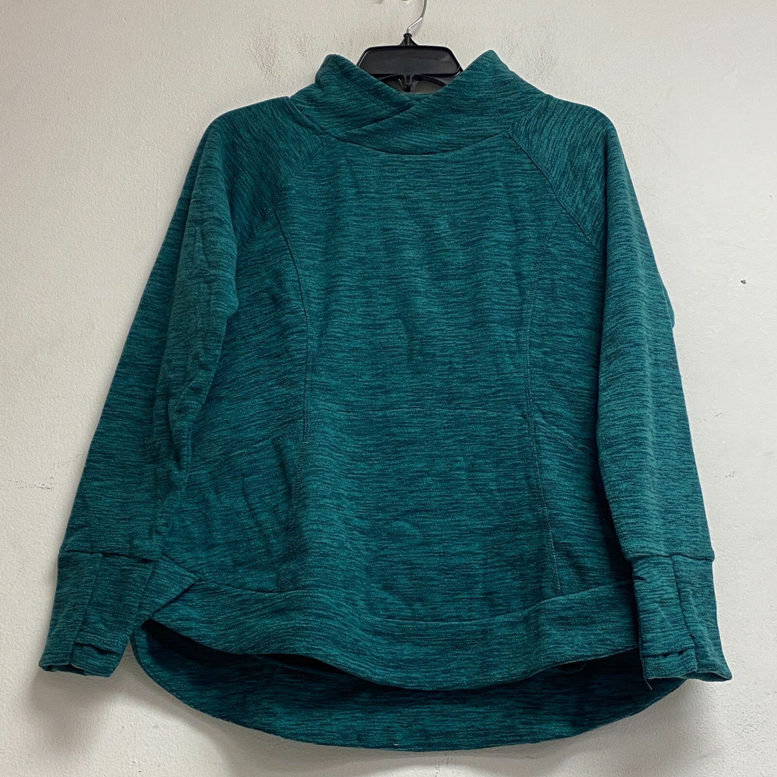 St. John's Bay Woman’s Funnel Neck Long Sleeve Sweatshirt Size PM Color Green