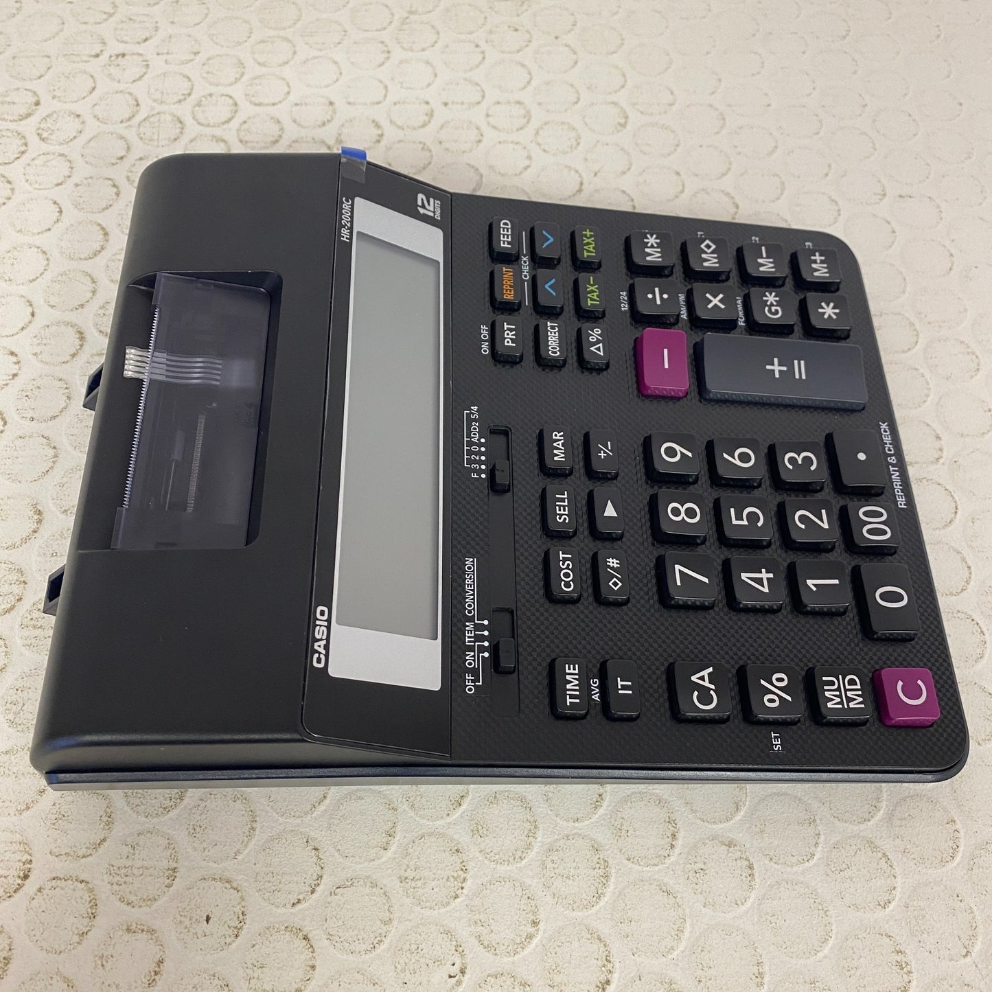 Casio HR‑200RC Mini 12‑Digit Printing Calculator – Red/Black Print, Dual Power