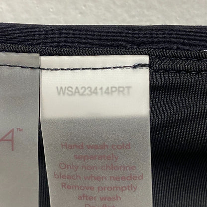 CALIA Women's MidRise Wide Banded High Leg Swim Bottoms Stripe Black WSA23414PRT