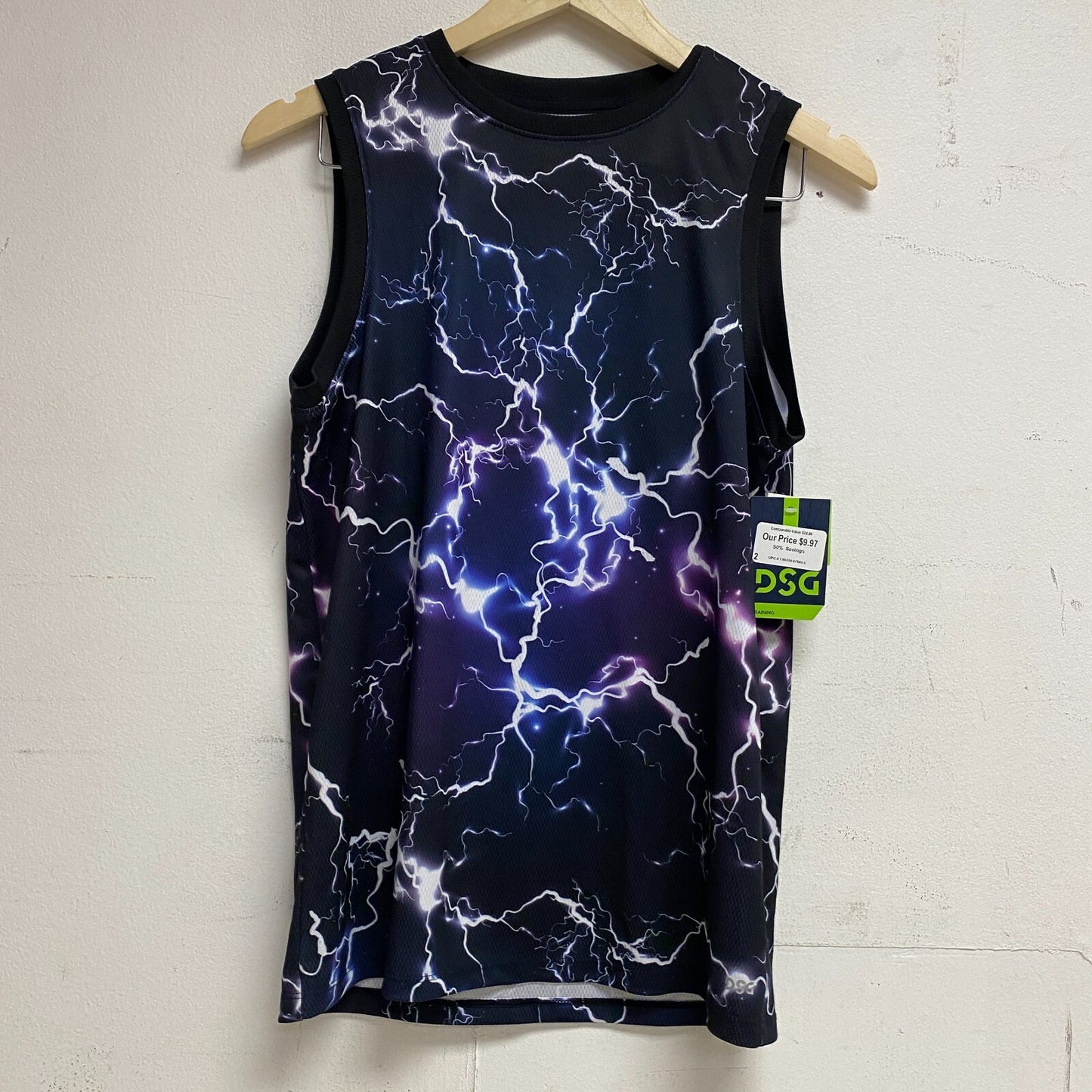 DSG Boys Training Basketball Tank Polyester Print Storm Pure Black DAB12112PRT