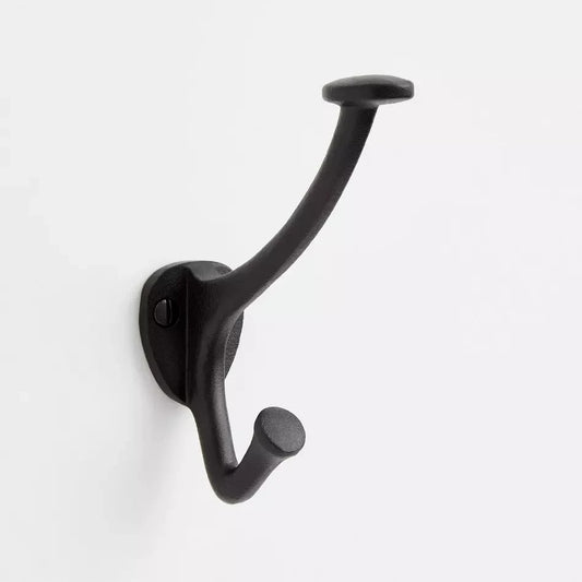 Signature Hardware Cavill Cast Iron Double Hook Matte Black SH500748