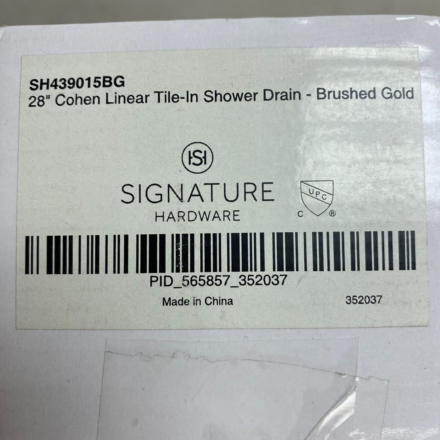 Signature Hardware 28" Cohen Linear Tile-in Shower Drain - Brushed Gold