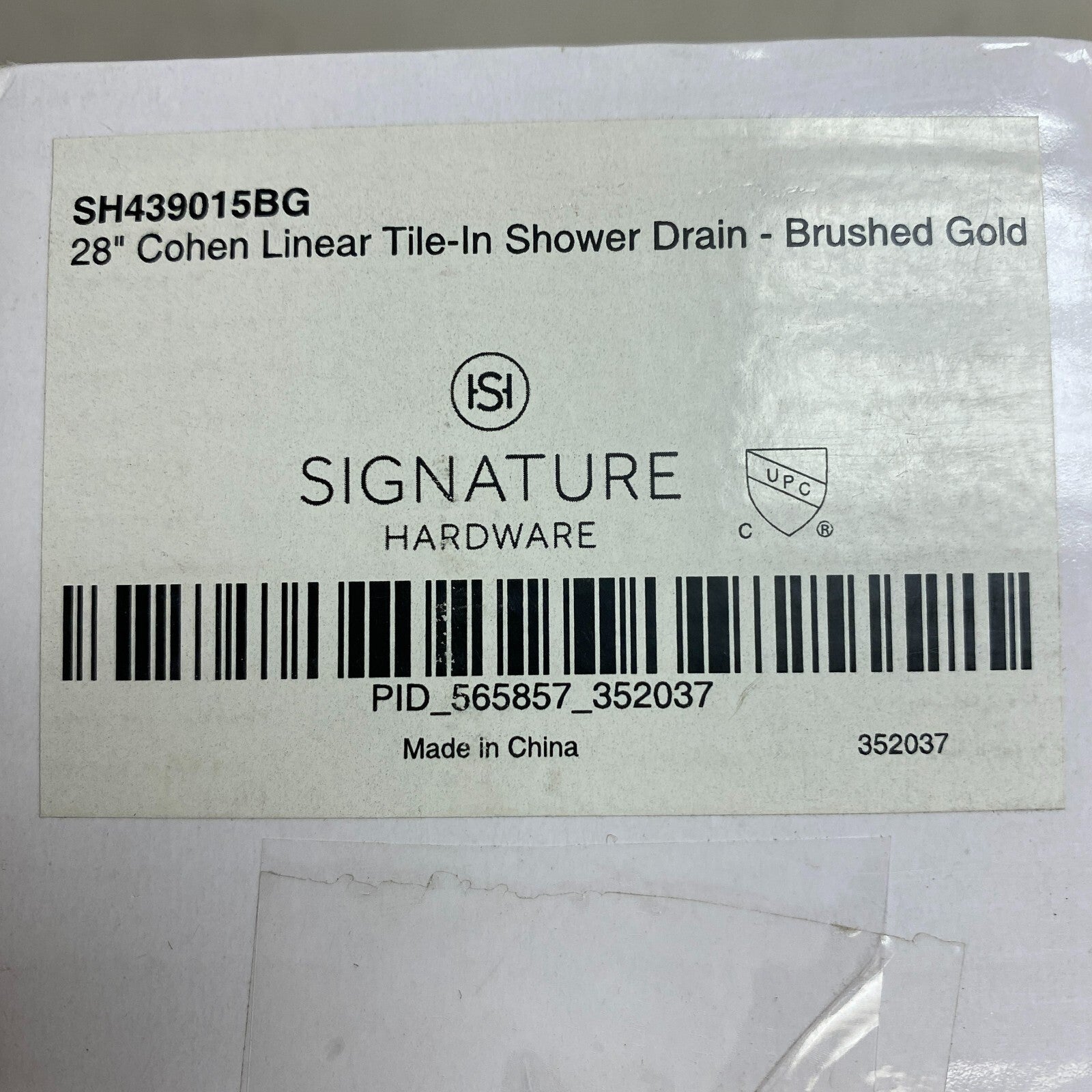 Signature Hardware 28" Cohen Linear Tile-in Shower Drain - Brushed Gold