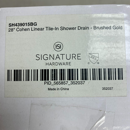 Signature Hardware 28" Cohen Linear Tile-in Shower Drain - Brushed Gold