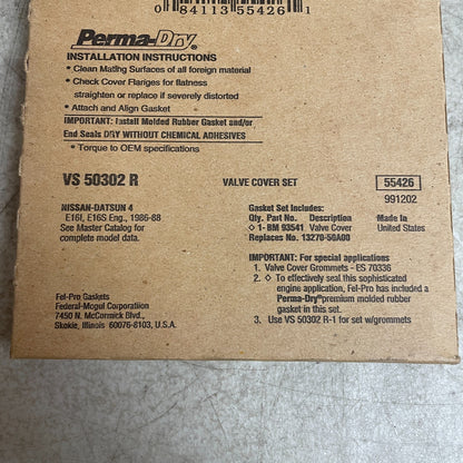FEL-PRO VS50302R Valve Cover Gasket Set PermaDry 1.6L Nissan Sentra 1986-1988