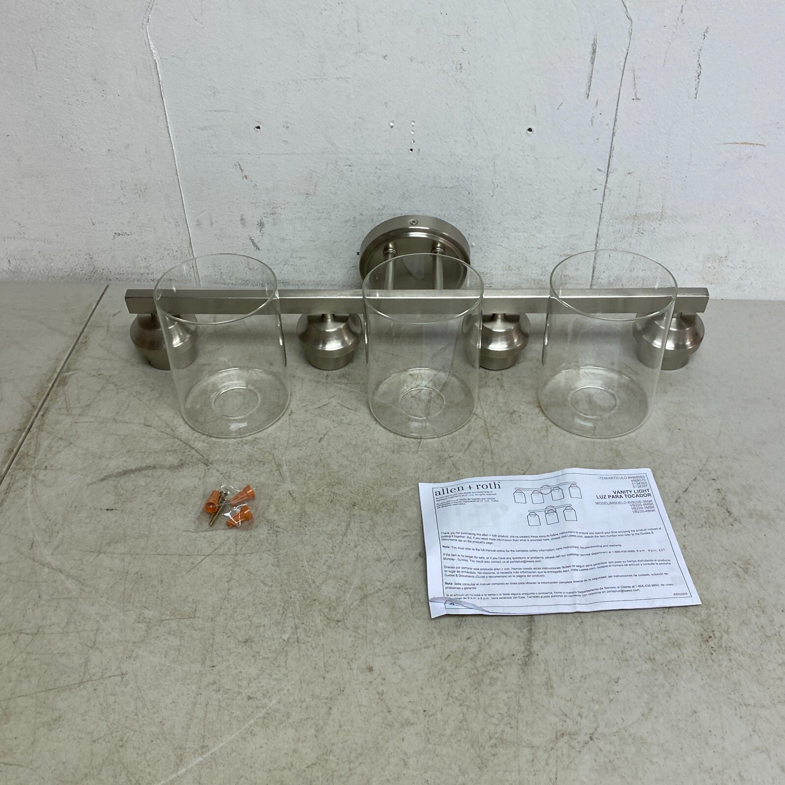 allen + roth Emeryson 4-Light Vanity Light Brushed Nickel Finish Clear Glass ...