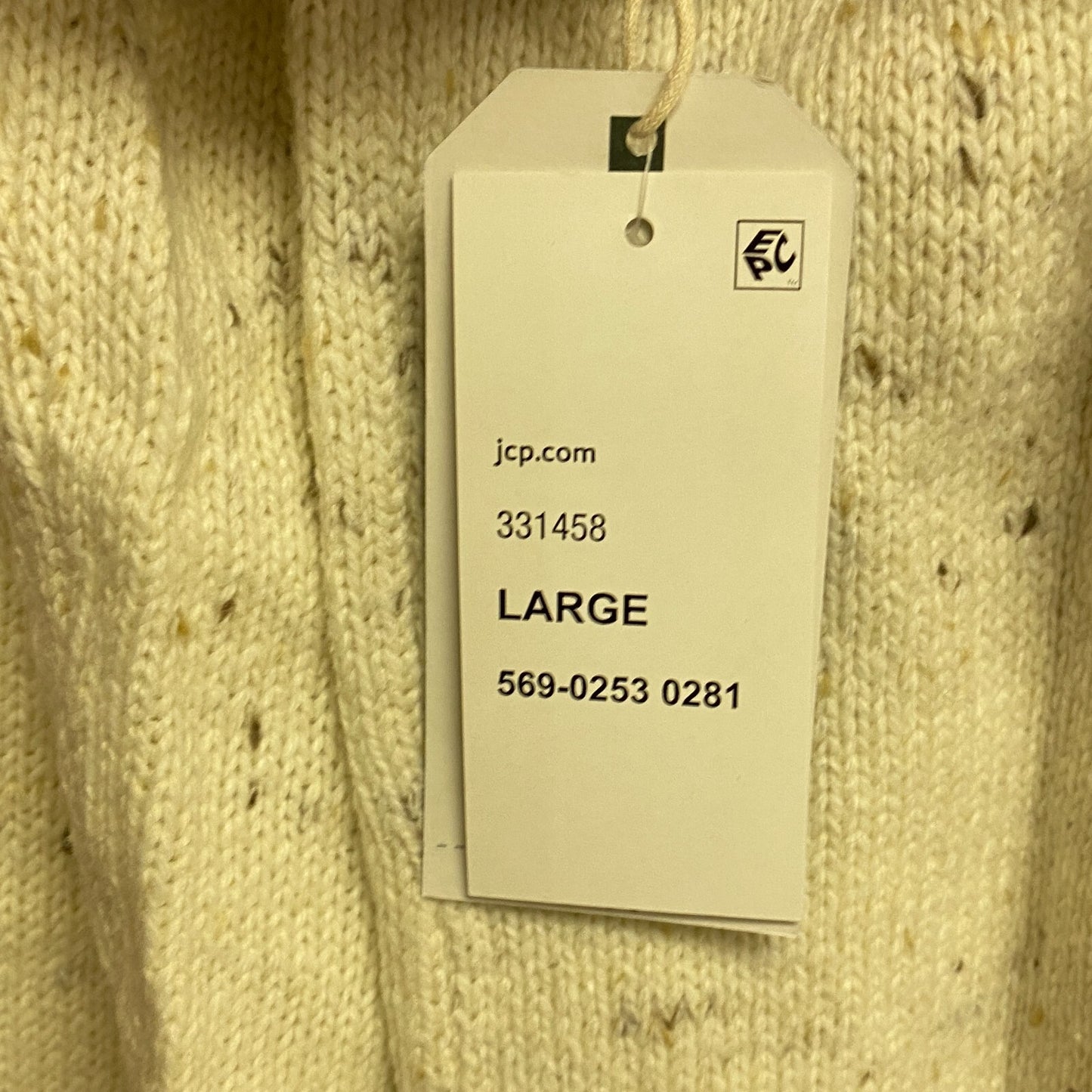 Mutual Weave Crew Neck Long Sleeve Mock Turtle Neck Sweater Size L Color Ivory