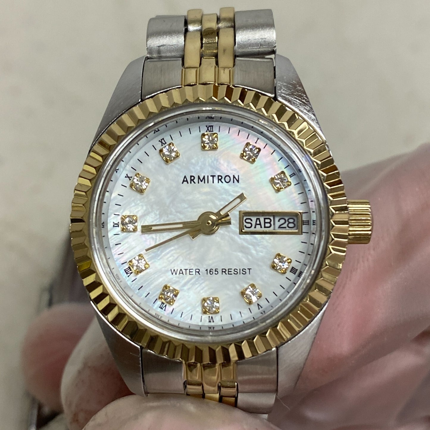 Armitron Women's Day/Date Crystal Accented Dial Metal Bracelet Watch, 75/2475TTB