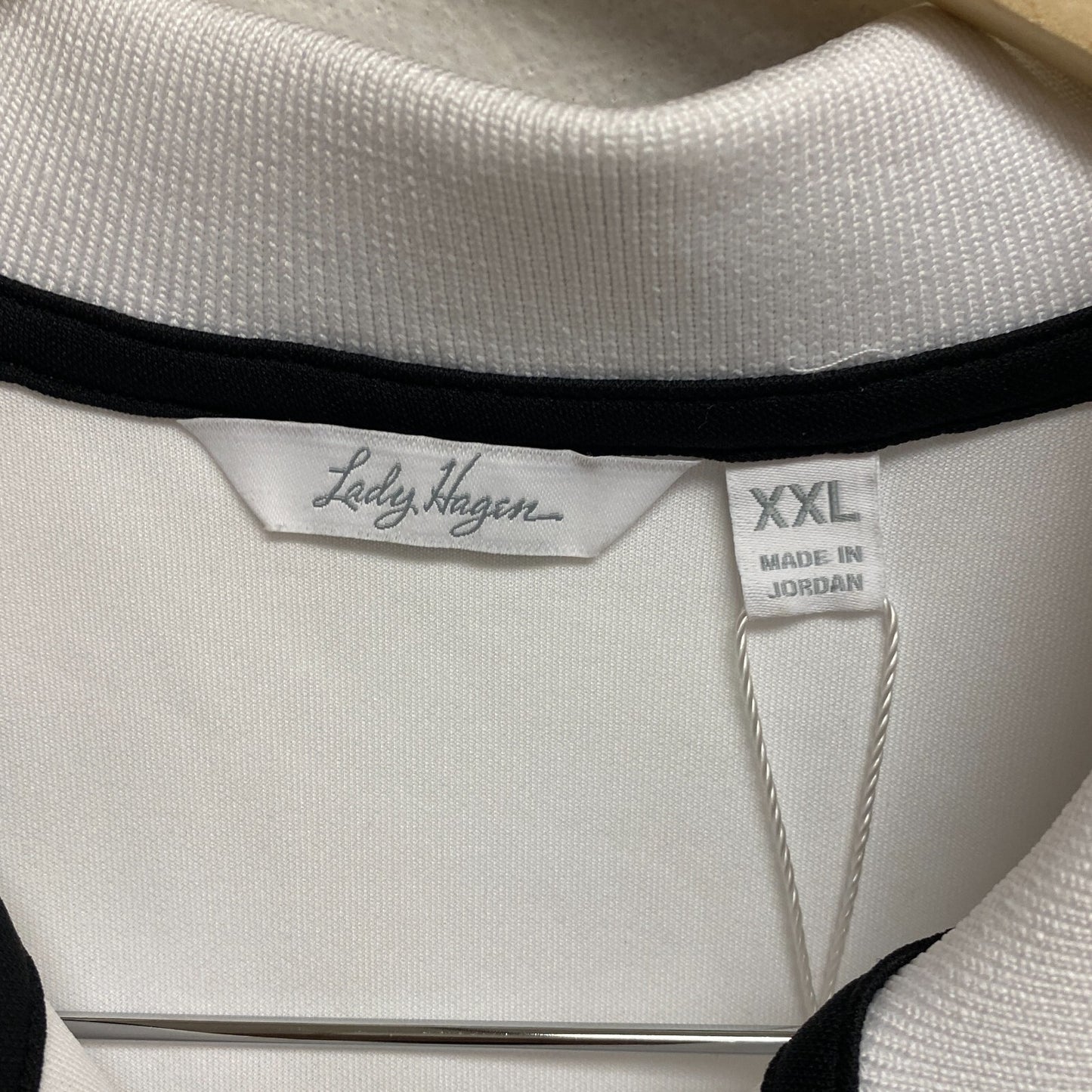 Lady Hagen Womens Pique Rib Trim SLVS Polo White/Black WGH11502 BRAND NEW