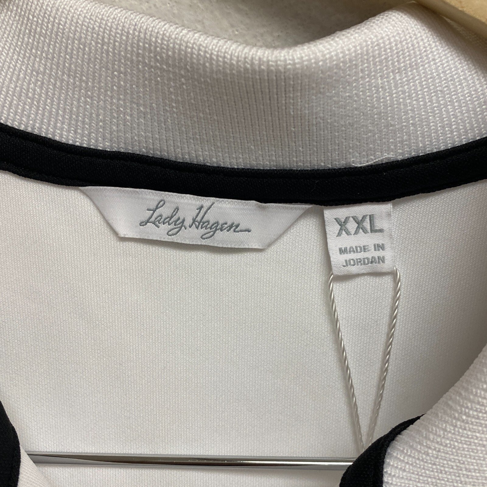 Lady Hagen Womens Pique Rib Trim SLVS Polo White/Black WGH11502 BRAND NEW