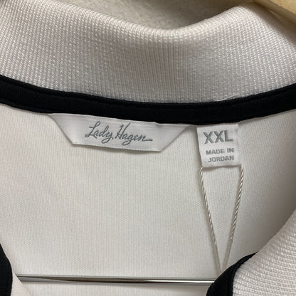Lady Hagen Womens Pique Rib Trim SLVS Polo White/Black WGH11502 BRAND NEW