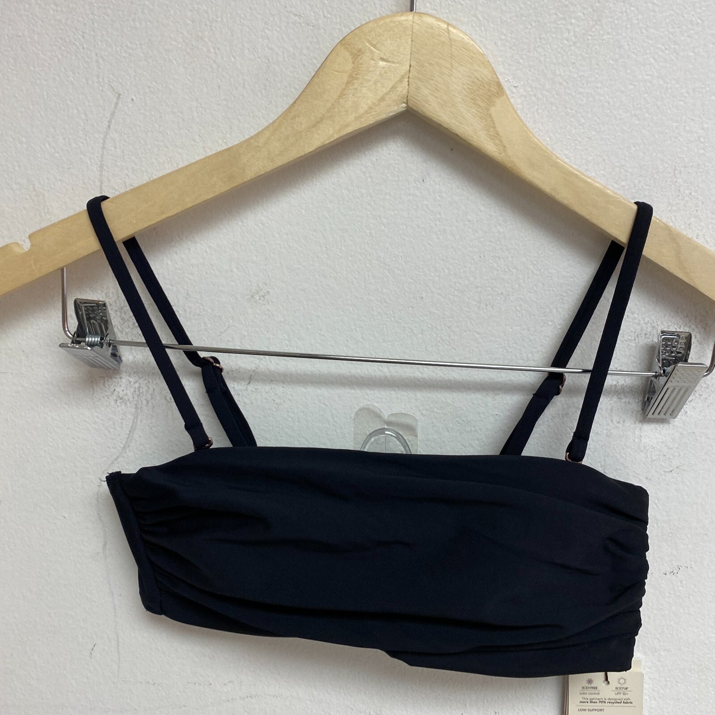 Calia Women's Swim Collection Shirred Strapless Bandeau Pure Black WSA23202 New!