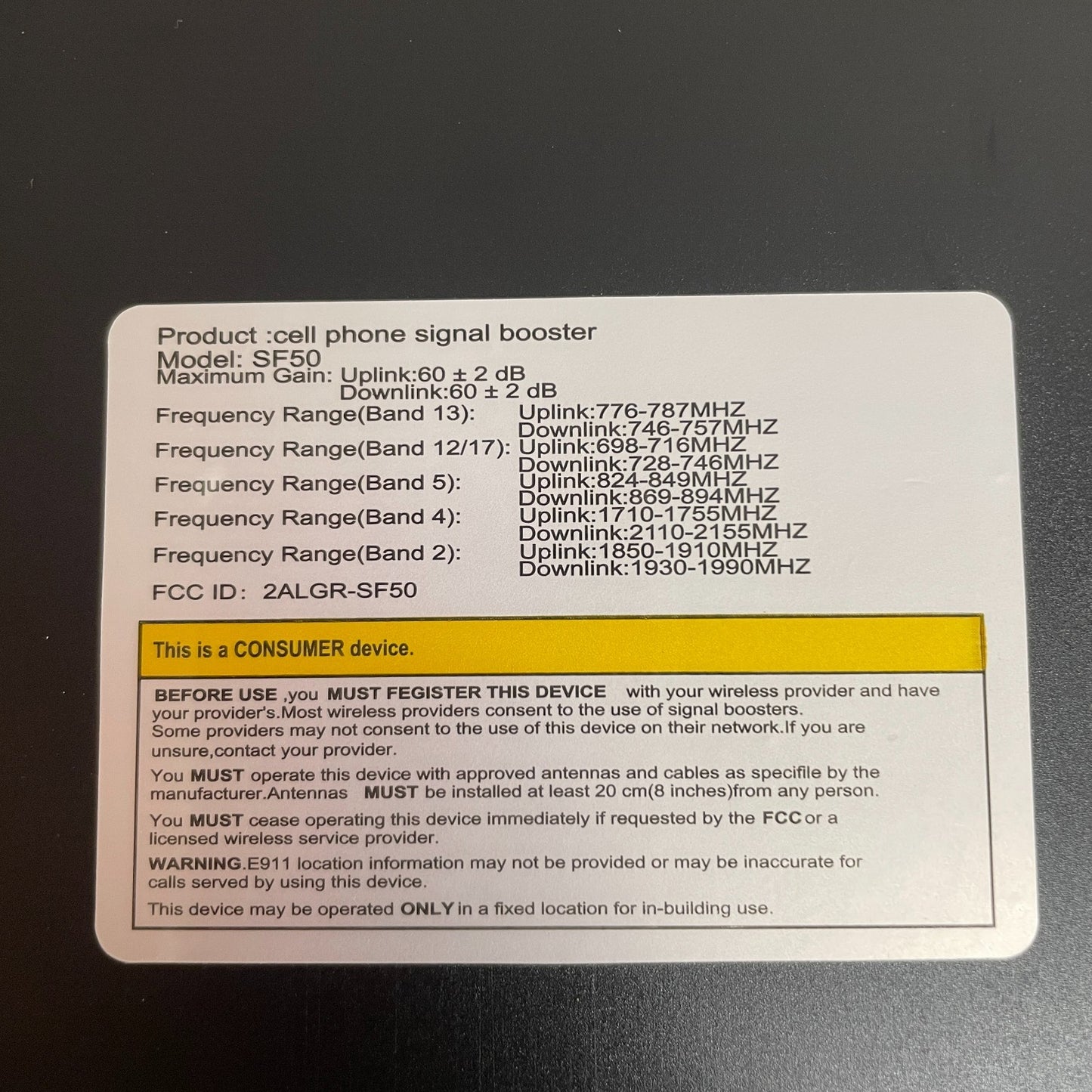 HJCINTL SF50 Cell Phone Signal Booster Amplifier for Home Office Vehicles