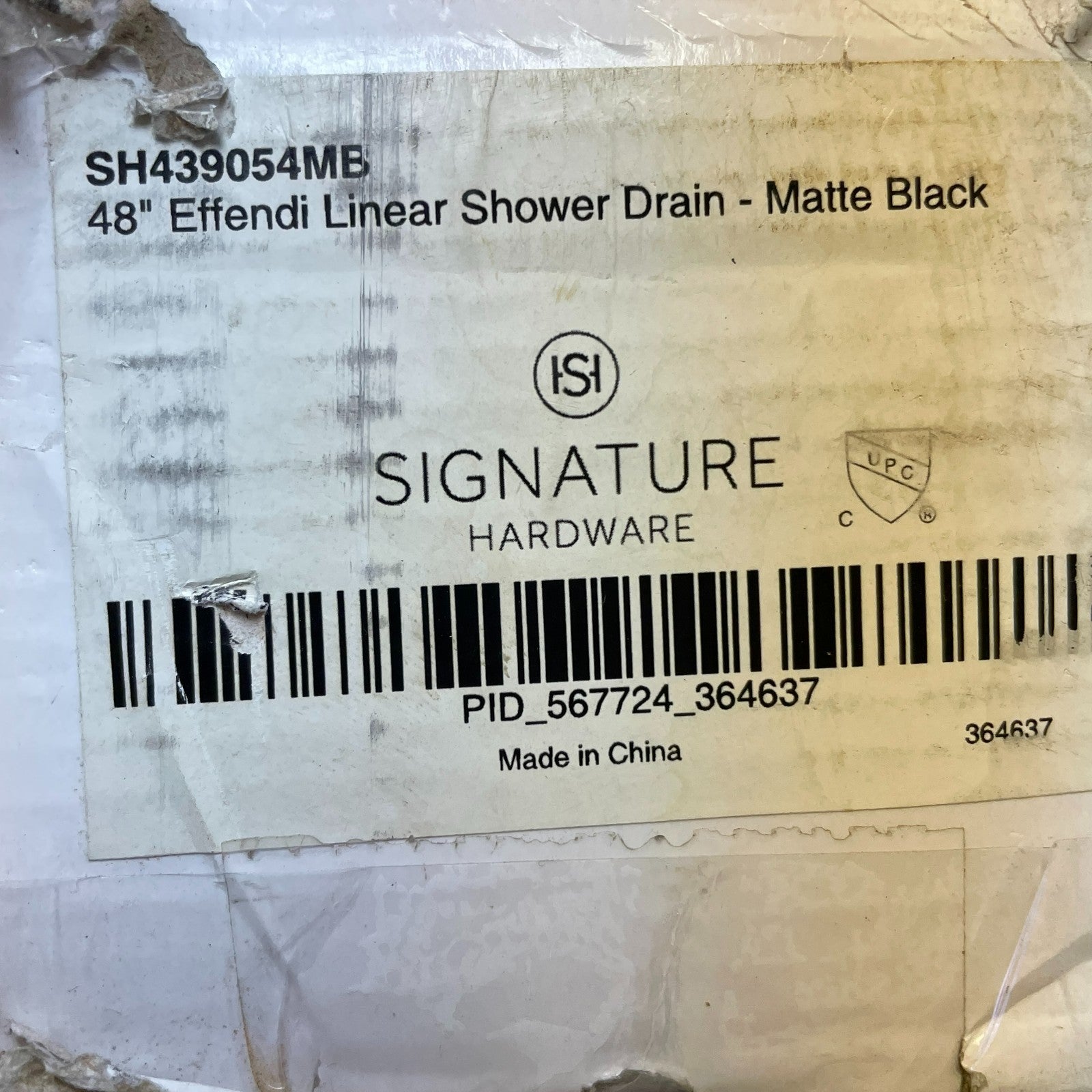 Signature Hardware 48" Effendi Linear Shower Drain Matte Black SH439054MB
