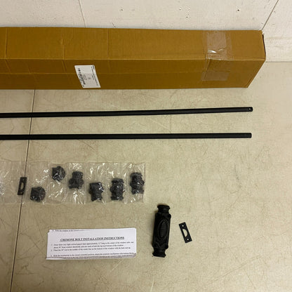 Signature Hardware Beaded Iron Door Cremone Bolt - Black Powder Coat