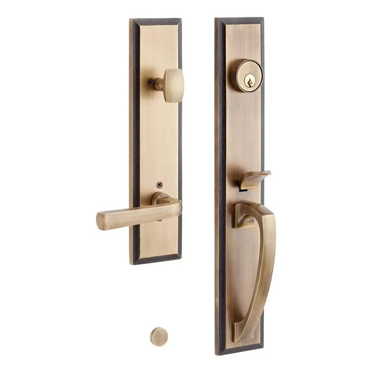 Signature Hardware Aurick Entry Door Lever Set Antique Brass 552055AB