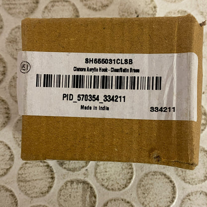 Signature Hardware Clanora Acrylic Hook Clear & Satin Brass Wall Mounted 2 PACK